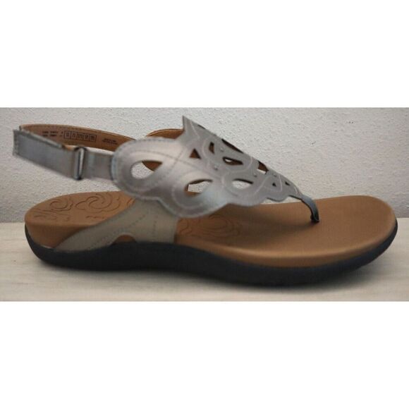 Rockport CH2086 Women's Sz 10M Pewter Metallic Ridge Slingback Sandals - Picture 7 of 10